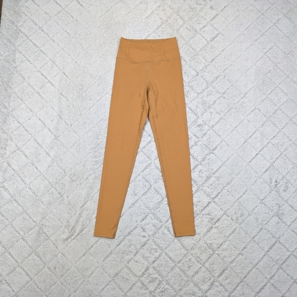 Girlfriend Collective Leggings Women's XS Tan Toffee Rib High Rise Full Length - Picture 1 of 8